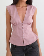 Women's Button-Up Blouse in Rose for Everyday Wear