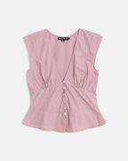 Women's Button-Up Blouse in Rose for Everyday Wear