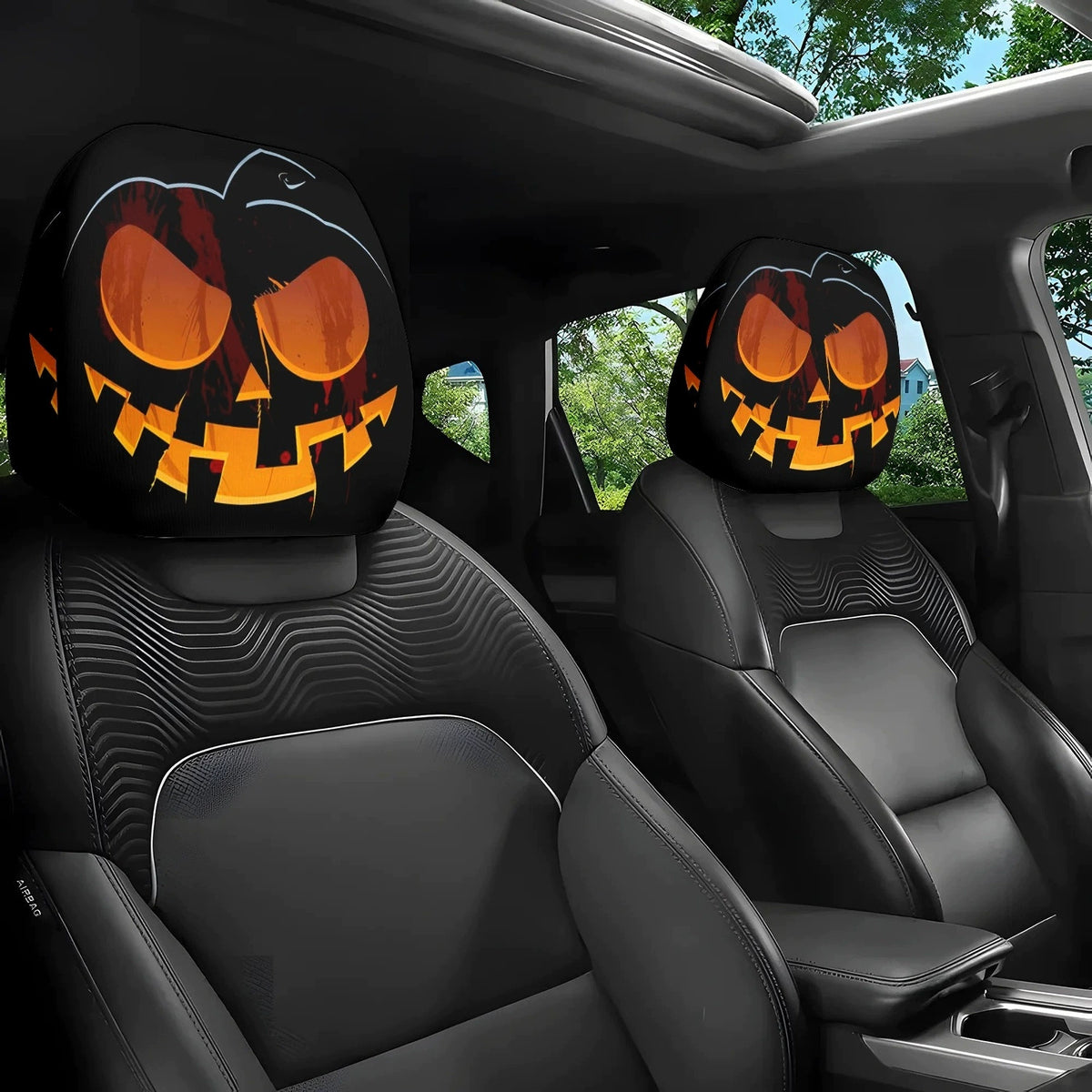 Halloween Funny Cartoon Car Headrest Covers – 2PCS