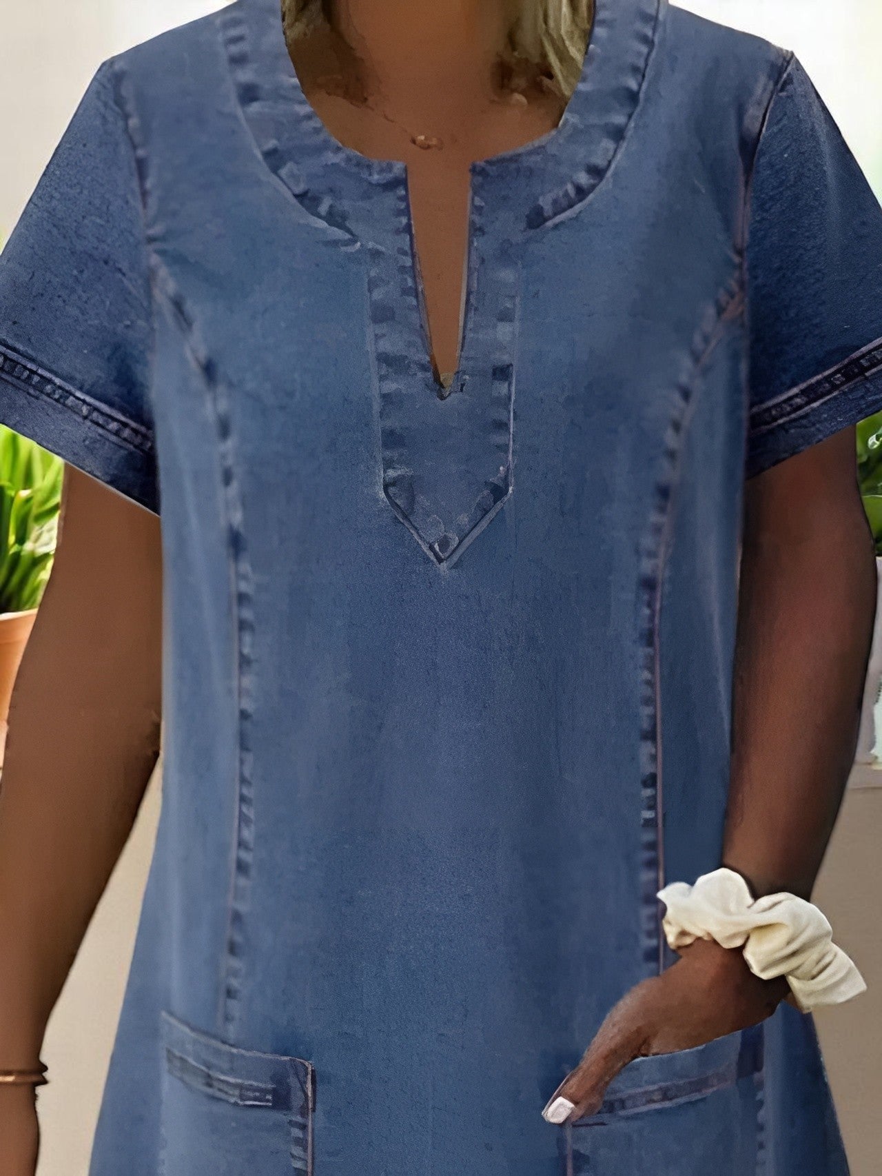 Women's Denim Shift Midi Dress for Date Night