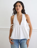 Women's Lace Button-Up Blouse in White for Everyday Wear