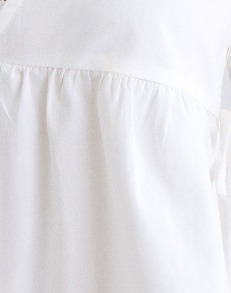 Women's Lace Button-Up Blouse in White for Everyday Wear
