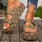 Women's Heeled Evening Sandals in Floral with Cushioned Sole for All-Day Comfort