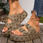 Women's Heeled Evening Sandals in Floral with Cushioned Sole for All-Day Comfort
