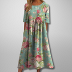 Women's Floral Relaxed Midi Dress in Floral for Date Night