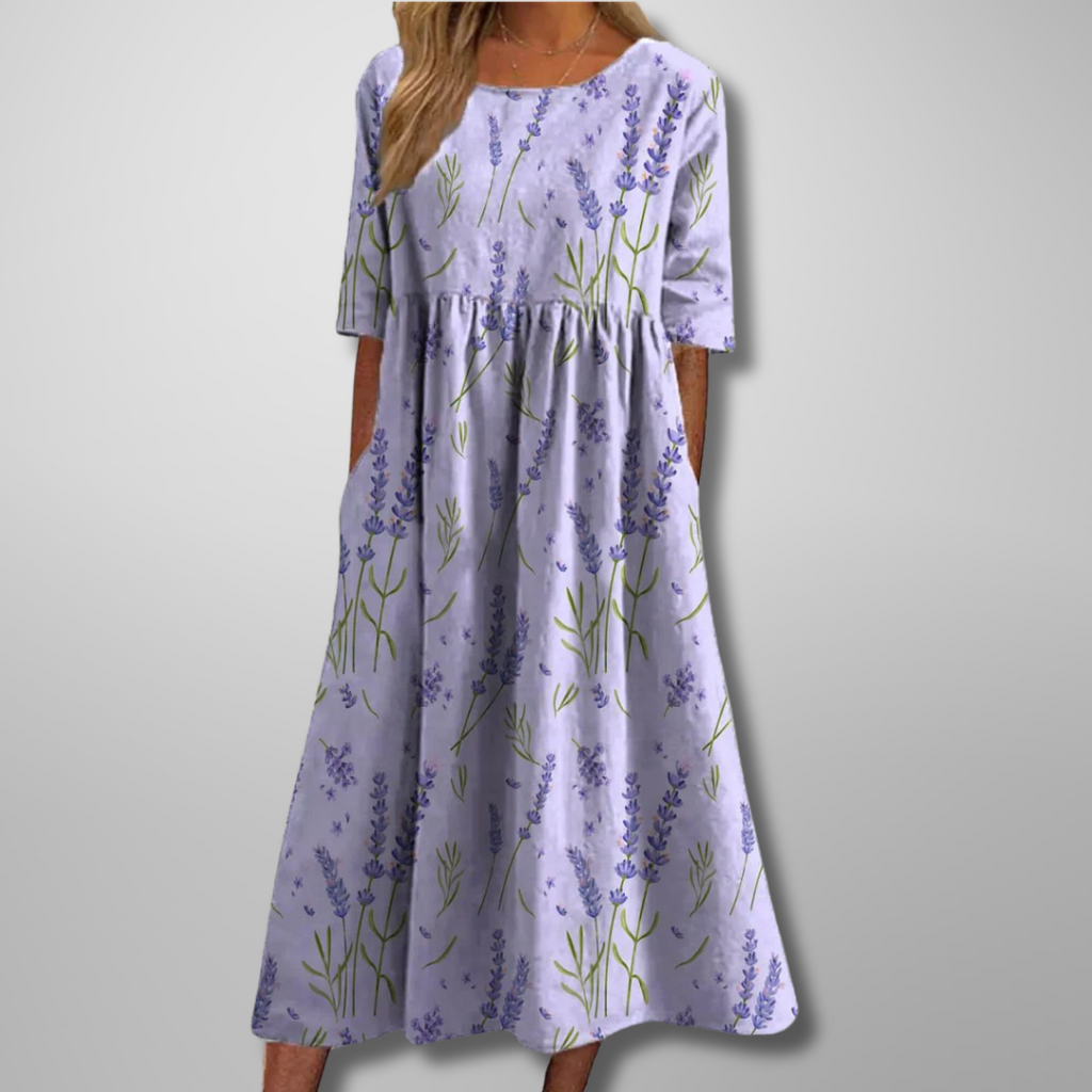 Women's Floral Relaxed Midi Dress in Floral for Date Night