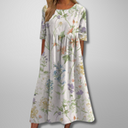 Women's Floral Relaxed Midi Dress in Floral for Date Night
