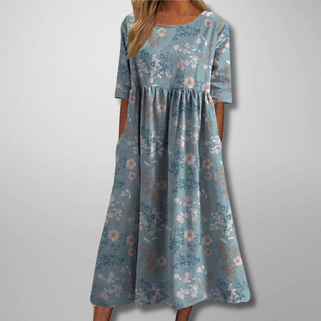 Women's Floral Relaxed Midi Dress in Floral for Date Night