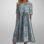 Women's Floral Relaxed Midi Dress in Floral for Date Night