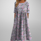 Women's Floral Relaxed Midi Dress in Floral for Date Night