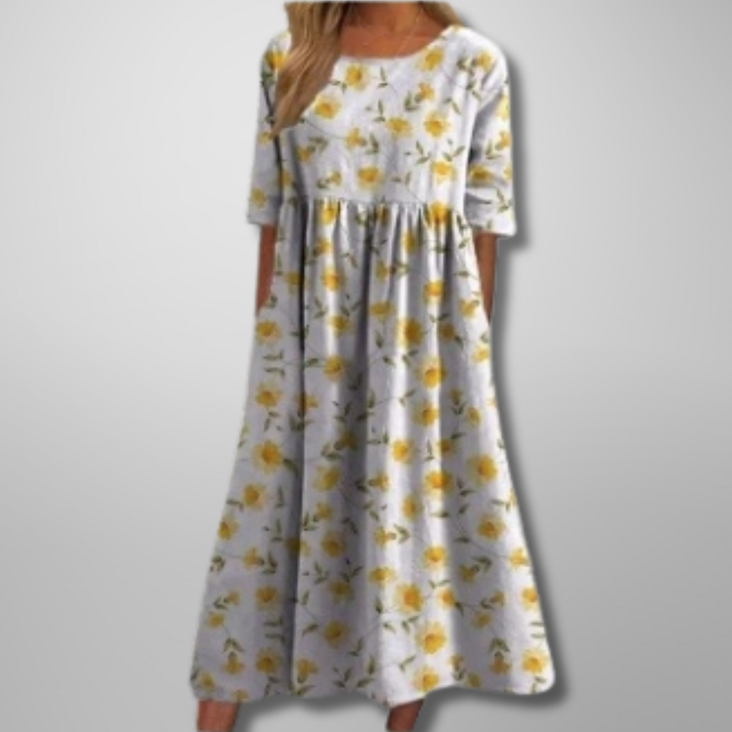 Women's Floral Relaxed Midi Dress in Floral for Date Night