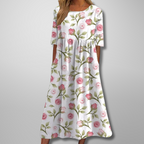 Women's Floral Relaxed Midi Dress in Floral for Date Night