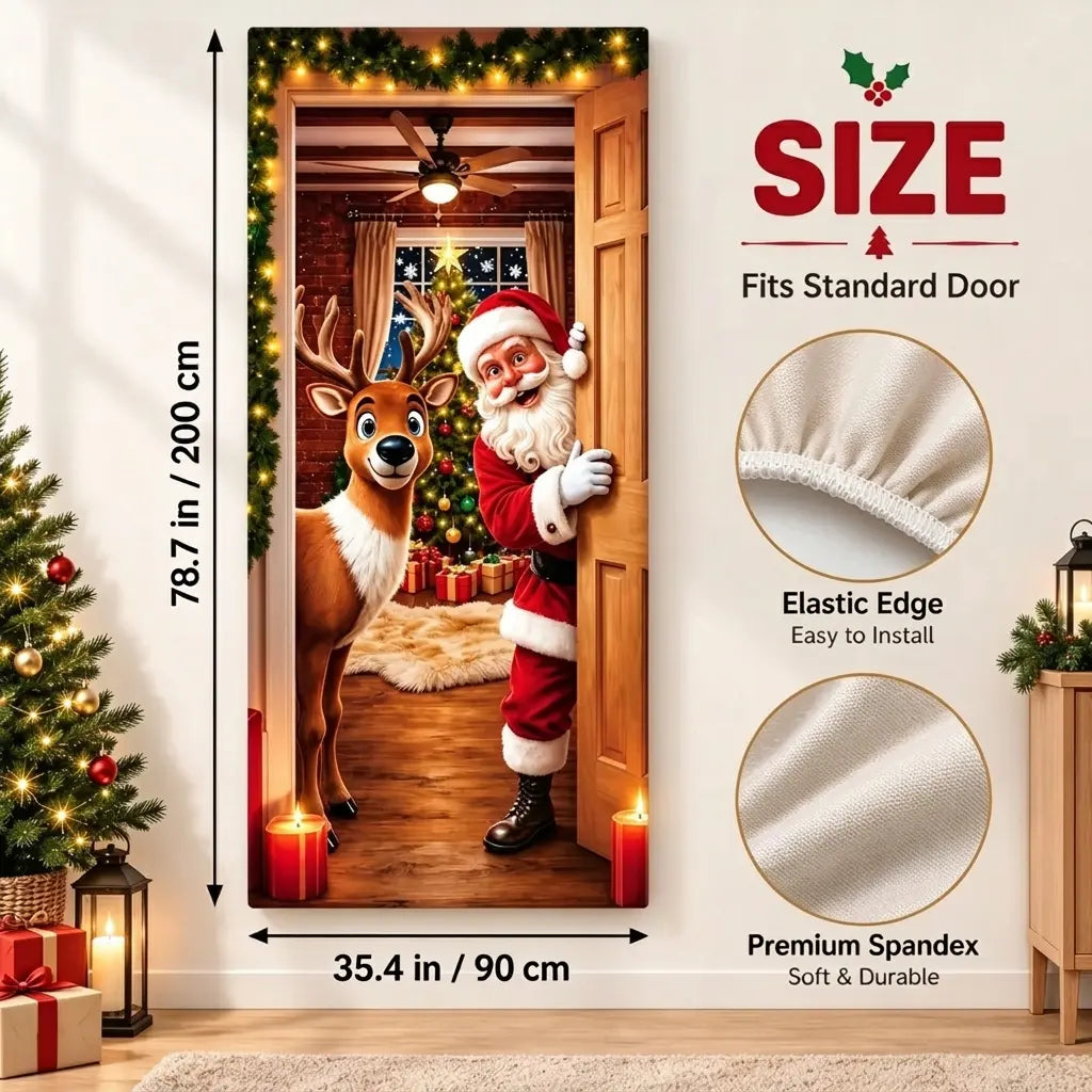 🎄 Christmas Door Makeover Cover Transform Your Front Door Into A Magical Holiday Entrance In Seconds(78.7 × 35.4in)