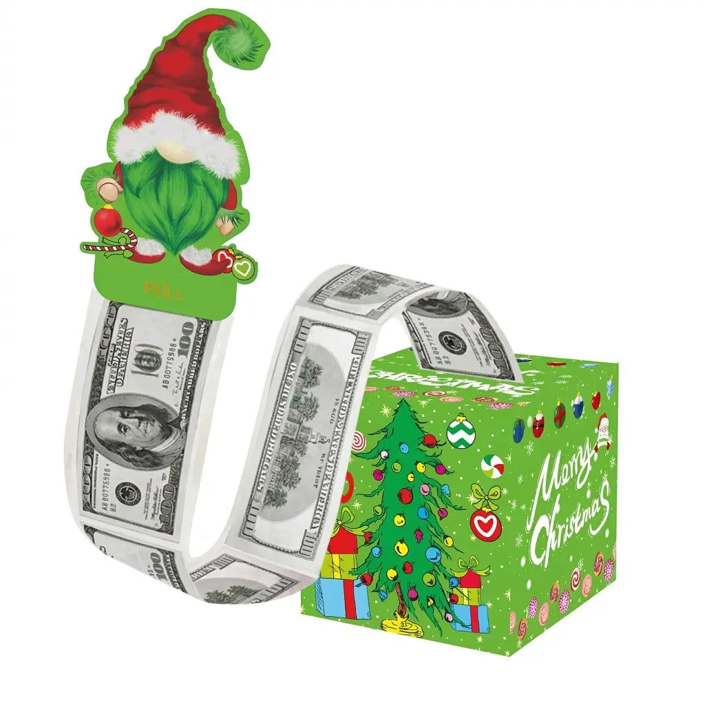 💵🎄 Christmas Money Pull Surprise Box 50 Fillable Pockets for Cash, Treats, Notes & More 🎁