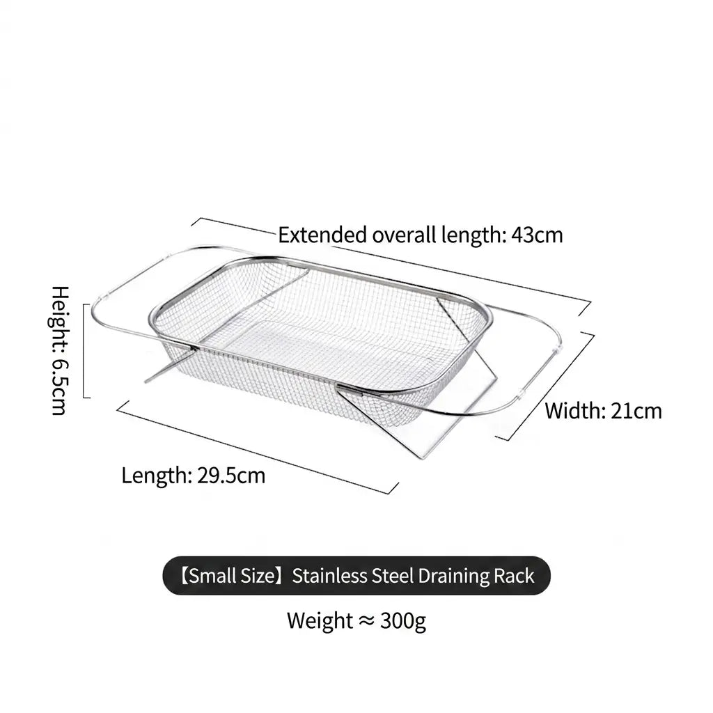 Stainless Steel Over-the-Sink Expandable Strainer Basket with Chopstick Holder