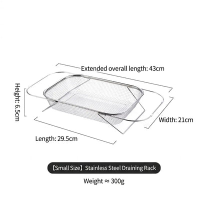 Stainless Steel Over-the-Sink Expandable Strainer Basket with Chopstick Holder