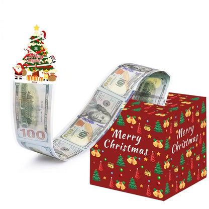 💵🎄 Christmas Money Pull Surprise Box 50 Fillable Pockets for Cash, Treats, Notes & More 🎁