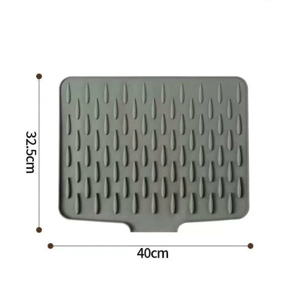 Sloped Silicone Dish Drying Mat, Self-Draining Heat-Resistant Non-Slip