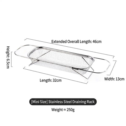 Stainless Steel Over-the-Sink Expandable Strainer Basket with Chopstick Holder