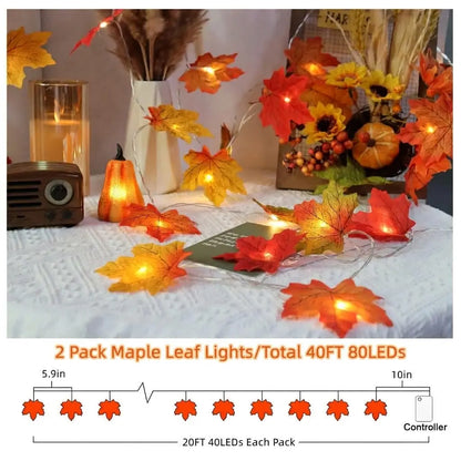 Fall Decorations for Home Maple Leaf Lights(19.7in 40 light)