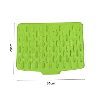 Sloped Silicone Dish Drying Mat, Self-Draining Heat-Resistant Non-Slip