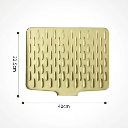 Sloped Silicone Dish Drying Mat, Self-Draining Heat-Resistant Non-Slip