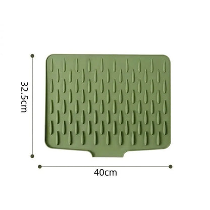 Sloped Silicone Dish Drying Mat, Self-Draining Heat-Resistant Non-Slip