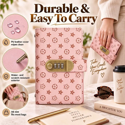 A6 Polyurethane Savings Binder with 3-Digit Resettable Lock – Budget Planner & Bill Organizer, 50 Sheets