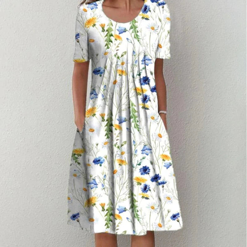 Women's Floral Flowy Midi Dress in Floral for Date Night