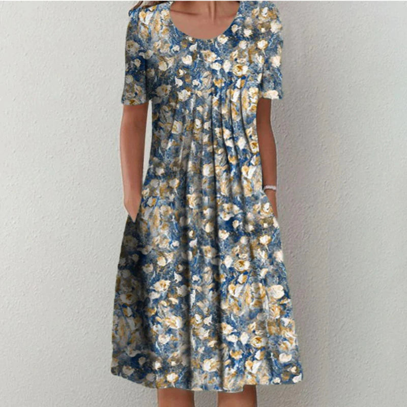 Women's Floral Flowy Midi Dress in Floral for Date Night