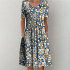 Women's Floral Flowy Midi Dress in Floral for Date Night