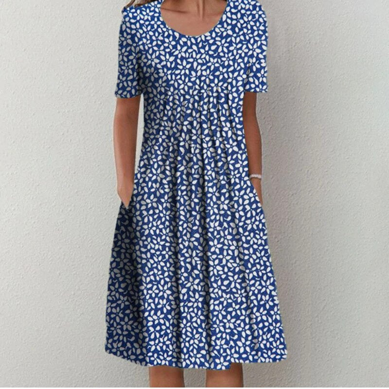 Women's Floral Flowy Midi Dress in Floral for Date Night