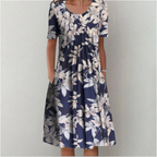 Women's Floral Flowy Midi Dress in Floral for Date Night