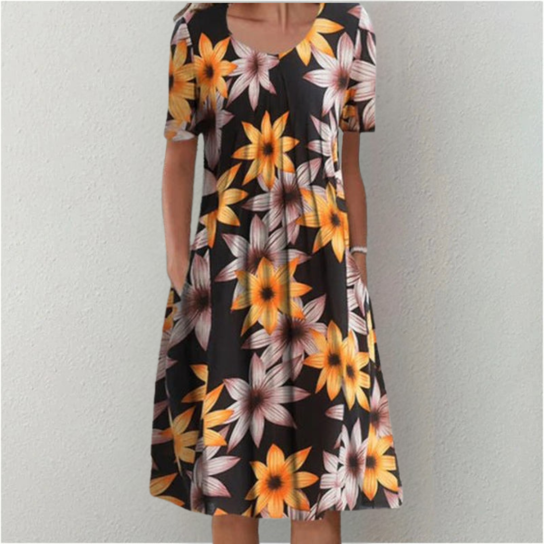 Women's Floral Flowy Midi Dress in Floral for Date Night