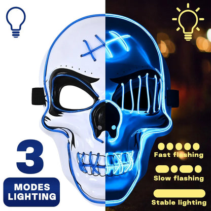 Halloween LED Spooky Skull Mask with Gloves Set