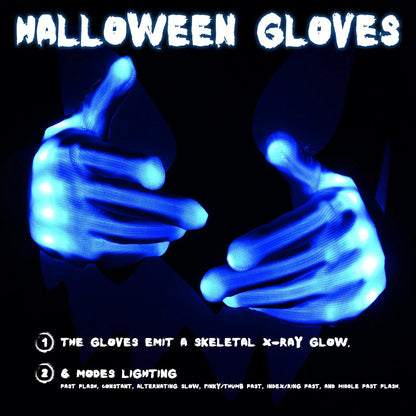 Halloween LED Spooky Skull Mask with Gloves Set