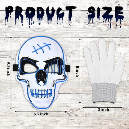 Halloween LED Spooky Skull Mask with Gloves Set
