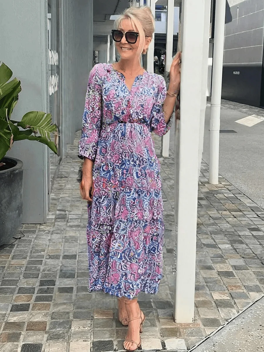 Women's Floral Midi Dress in Floral for the Office