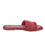 Women's Leather Flat Open-Toe Sandals in Pink with Cushioned Sole for All-Day Comfort