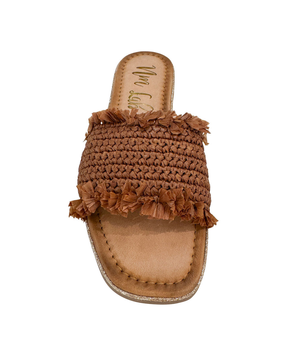 Women's Leather Flat Open-Toe Sandals in Tan with Cushioned Sole for All-Day Comfort