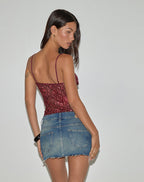 Women's Denim Shift Midi Dress in Burgundy for Everyday Wear