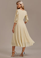Women's Floral Flowy Midi Dress in Floral for Date Night