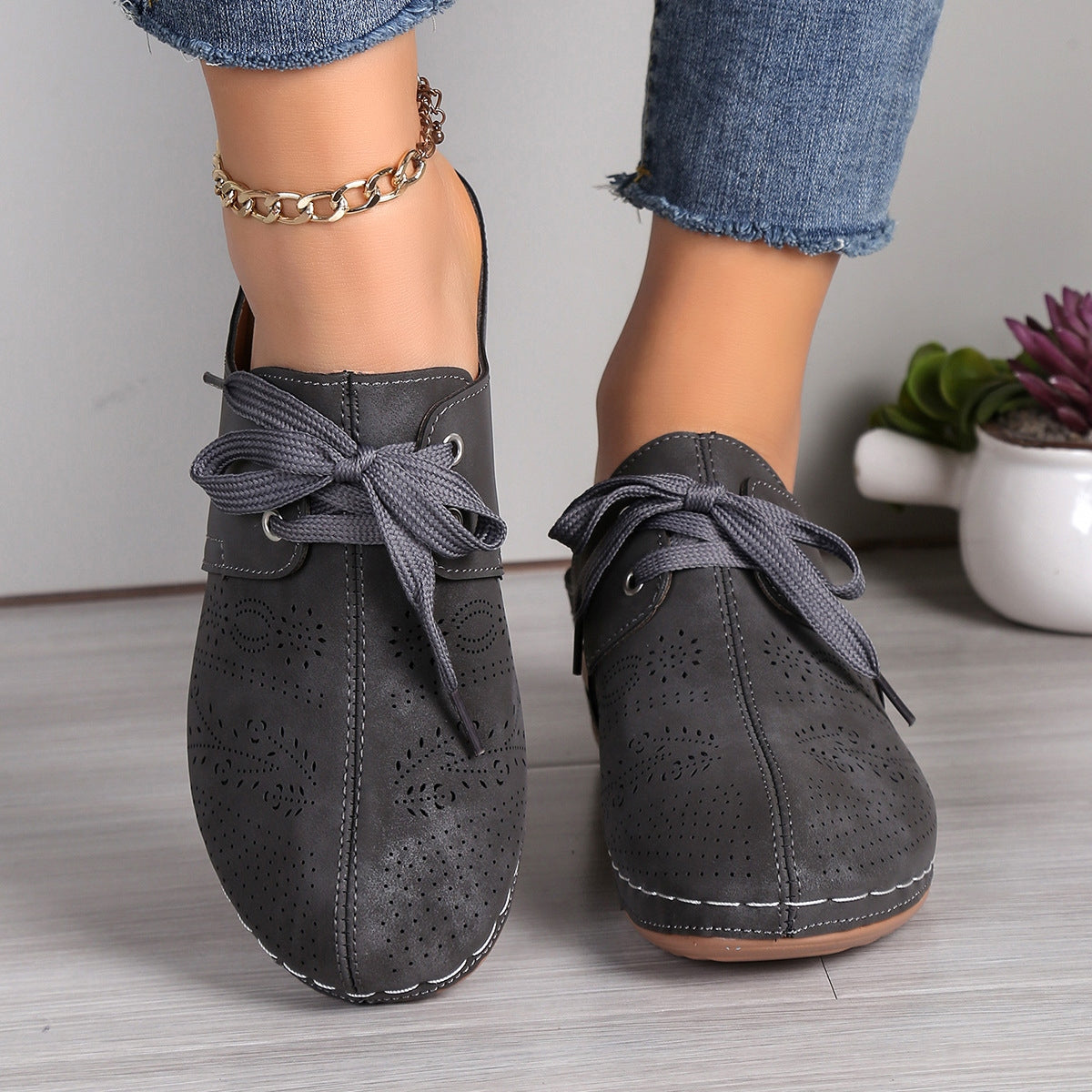 Women's Lace Wedge Heel Sandals with Cushioned Sole for All-Day Comfort