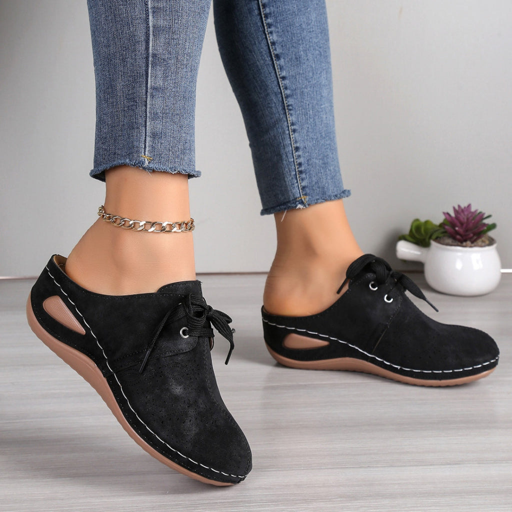 Women's Lace Wedge Heel Sandals with Cushioned Sole for All-Day Comfort
