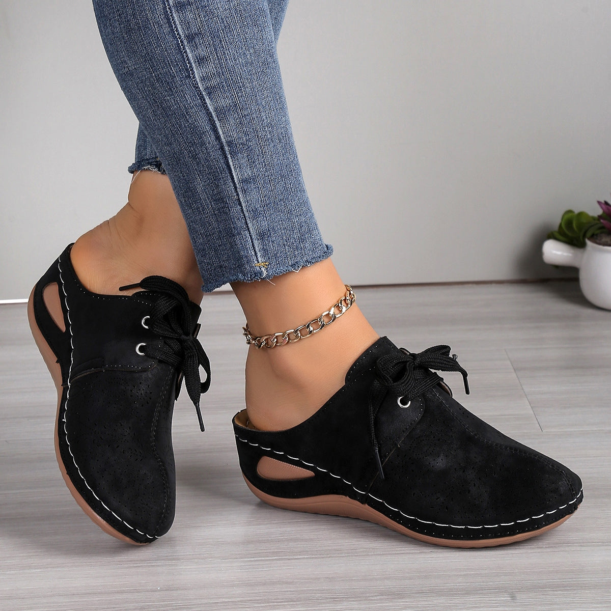 Women's Lace Wedge Heel Sandals with Cushioned Sole for All-Day Comfort