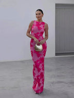 Women's Floral Flowy Maxi Dress in Floral for Date Night