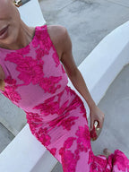 Women's Floral Flowy Maxi Dress in Floral for Date Night