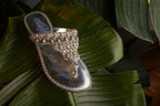 Women's Leather Flat Open-Toe Sandals in Silver with Cushioned Sole for All-Day Comfort