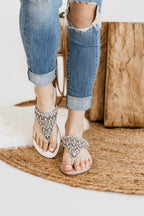 Women's Leather Flat Open-Toe Sandals in Silver with Cushioned Sole for All-Day Comfort