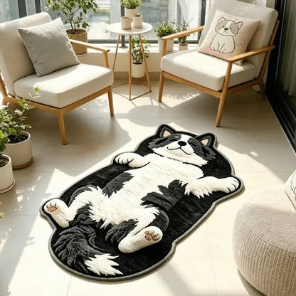 Lazy Cat Shaped Rug, Soft Faux Cashmere-Feel Printed Plush Floor Mat🐱🤎